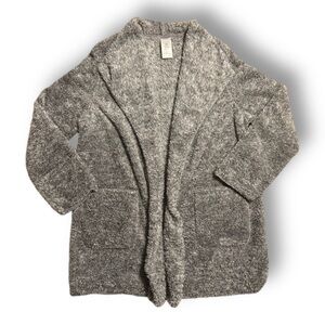 Cozy Chic Gray Fuzzy Open Cardigan